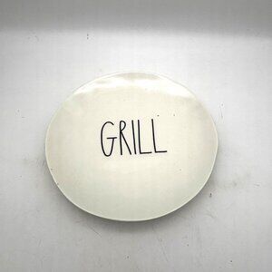 Rae Dunn Artisan Collection by Magenta GRILL Oval Platter White Stoneware Plate